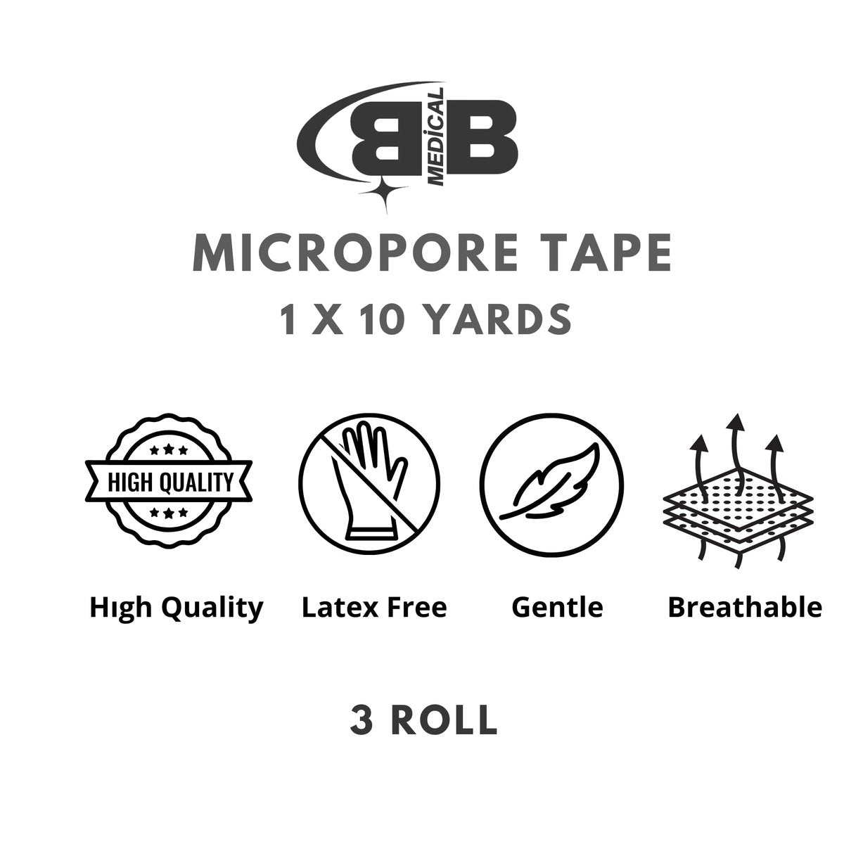 BB Micropore Tape - Tan, 2,5 cm breit - 3er-Pack - Erste-Hilfe-Band - BUNNY BUGGS