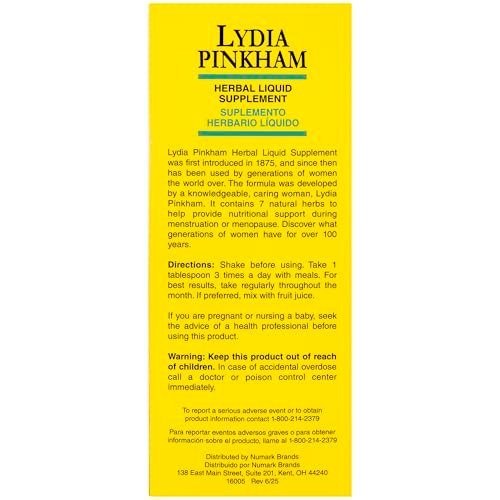 Lydia Pinkham Flüssiges Kräuterergänzungsmittel für Menstruation und Wechseljahre, 240 ml
