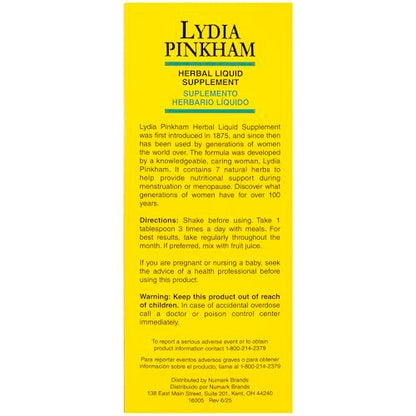 Lydia Pinkham Flüssiges Kräuterergänzungsmittel für Menstruation und Wechseljahre, 240 ml