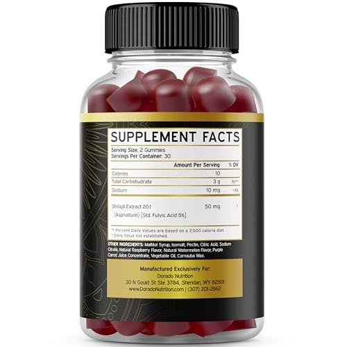 Shilajit Gummis für Männer & Frauen – Hochwirksame Goldqualität mit 85+ Spurenelementen und Fulvinsäure – Energie- und Immununterstützung – Drittanbieter getestet, vegan, ohne Gentechnik & hergestellt in den USA (60 Gummis)