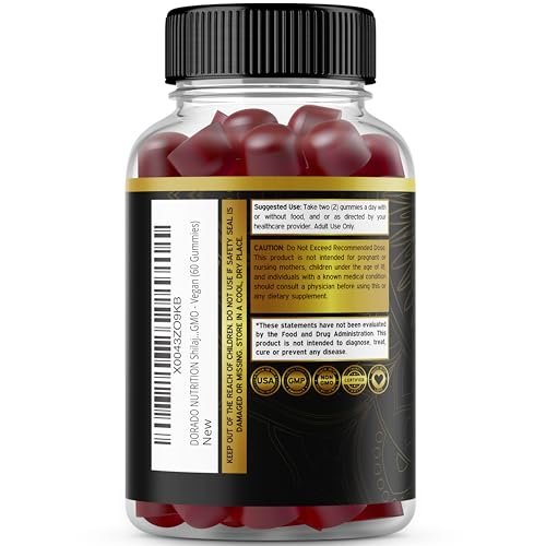 Shilajit Gummis für Männer & Frauen – Hochwirksame Goldqualität mit 85+ Spurenelementen und Fulvinsäure – Energie- und Immununterstützung – Drittanbieter getestet, vegan, ohne Gentechnik & hergestellt in den USA (60 Gummis)