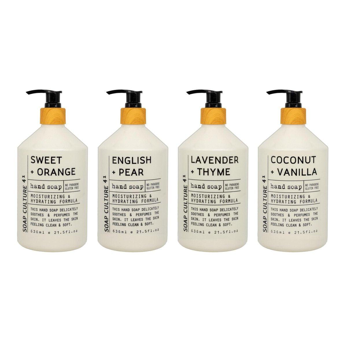 Home & Body Company Soap Culture 41 Handseife Kollektion 21,5 fl oz x 4 – Feuchtigkeitsspendende Handwäsche