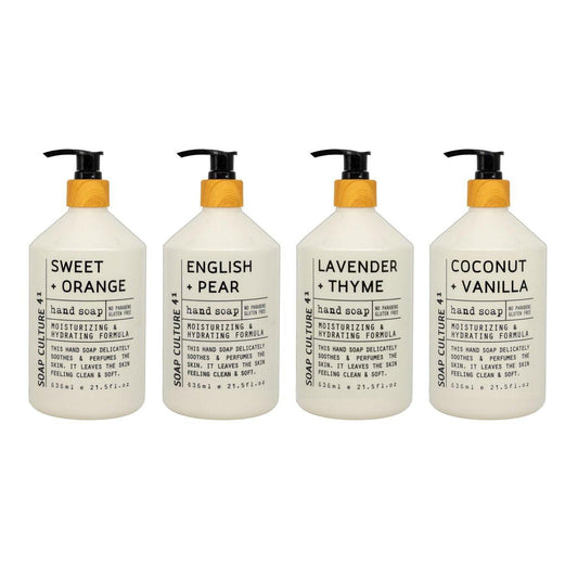 Home & Body Company Soap Culture 41 Handseife Kollektion 21,5 fl oz x 4 – Feuchtigkeitsspendende Handwäsche