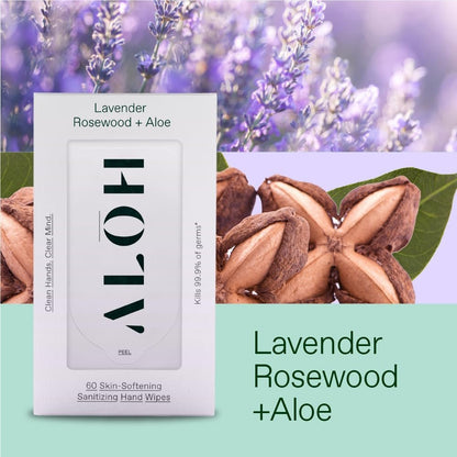 ALH Lavendel Rosenholz + Aloe Desinfizierende Handtücher – Saubere Hände, klarer Kopf – Desinfektionstücher für unterwegs für Kinder und Erwachsene – Reisegröße 3er-Pack, 20 Stück
