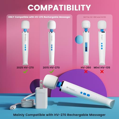 HV270 Ladegerät Ersatz kompatibel mit Hitachi Magic Wand HV-270 wiederaufladbare kabellose Massagegerät Netzteil Versorgungskabel (NUR für HV270)