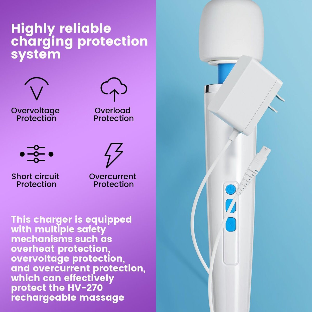 HV270 Ladegerät Ersatz kompatibel mit Hitachi Magic Wand HV-270 wiederaufladbare kabellose Massagegerät Netzteil Versorgungskabel (NUR für HV270)