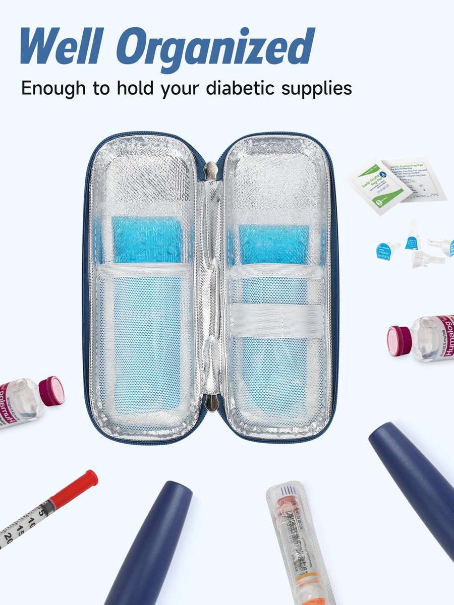 YOUSHARES Tragbare Insulin-Kühlbox Reiseetui – TSA-zugelassene Diabetiker-Medikamenten-Kühltasche, EVA-isolierte Aufbewahrung für Epi-Pens, Kühlende Diabetes-Versorgungstasche mit 2 Kühlakkus