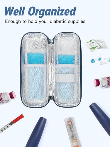 YOUSHARES Tragbare Insulin-Kühlbox Reiseetui – TSA-zugelassene Diabetiker-Medikamenten-Kühltasche, EVA-isolierte Aufbewahrung für Epi-Pens, Kühlende Diabetes-Versorgungstasche mit 2 Kühlakkus