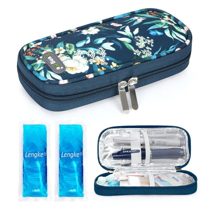 YOUSHARES Kühlbox für Insulin Reiseetui – Tragbare gekühlte Medikamententasche für Insulin-Pens, Medikamente und Diabeteszubehör mit 2 TSA-zugelassenen Kühlakkus (Camellia Blue)