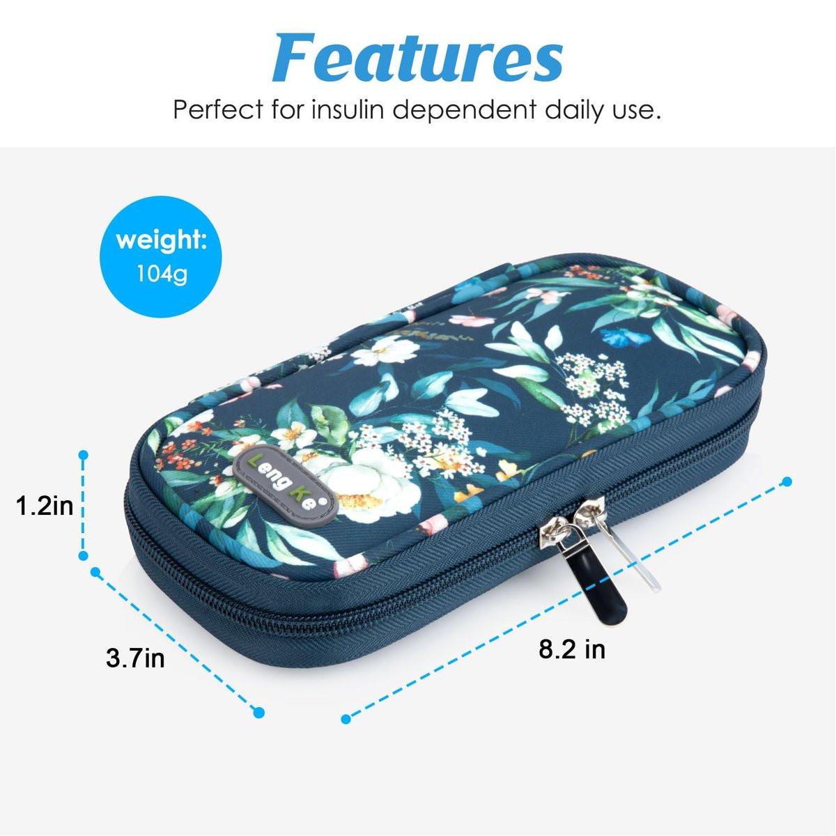 YOUSHARES Kühlbox für Insulin Reiseetui – Tragbare gekühlte Medikamententasche für Insulin-Pens, Medikamente und Diabeteszubehör mit 2 TSA-zugelassenen Kühlakkus (Camellia Blue)