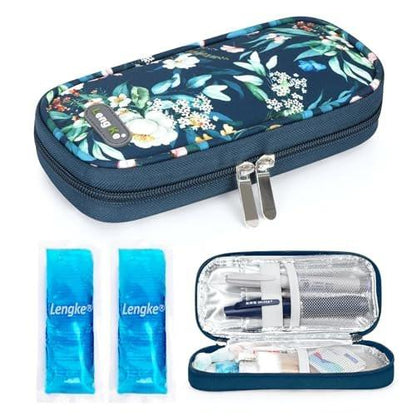 YOUSHARES Kühlbox für Insulin Reiseetui – Tragbare gekühlte Medikamententasche für Insulin-Pens, Medikamente und Diabeteszubehör mit 2 TSA-zugelassenen Kühlakkus (Camellia Blue)