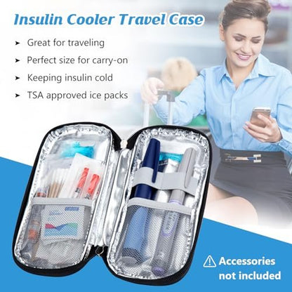 YOUSHARES Insulin-Kühltasche Reiseetui, Diabetiker-Reiseetui TSA-geprüft mit 2 Kühlakkus für GLP-1, Ozempic, Insulin-Pens und Insulin-Fläschchen für den täglichen Gebrauch und Reisen