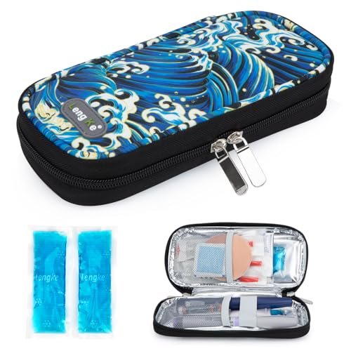 YOUSHARES Insulin-Kühltasche Reiseetui, Diabetiker-Reiseetui TSA-geprüft mit 2 Kühlakkus für GLP-1, Ozempic, Insulin-Pens und Insulin-Fläschchen für den täglichen Gebrauch und Reisen