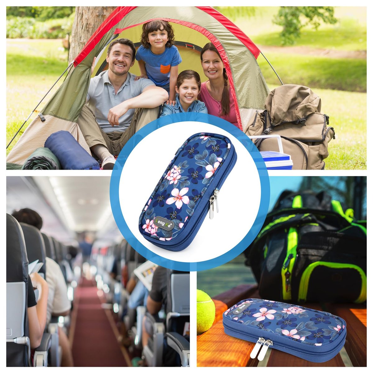 YOUSHARES Insulin-Kühltasche für Reisen – TSA-zugelassen für Ozempic, Mounjaro, Zepbound – Diabetiker-Kühlbox für Injektionsstifte – Kühltasche für Medikamente mit 2 Kühlakkus – Cymbidium