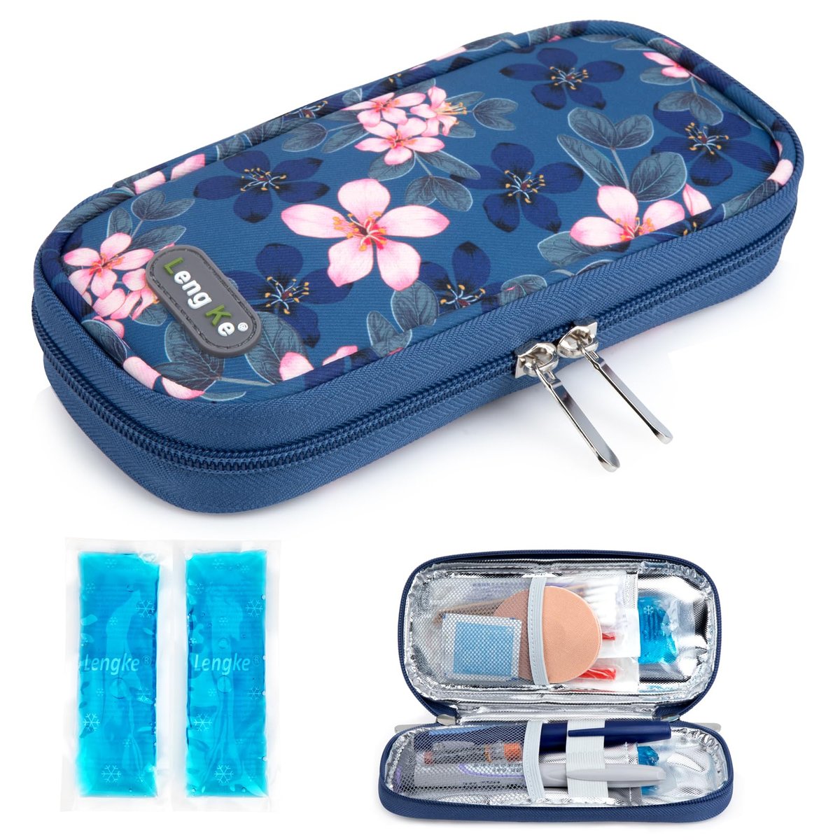 YOUSHARES Insulin-Kühltasche für Reisen – TSA-zugelassen für Ozempic, Mounjaro, Zepbound – Diabetiker-Kühlbox für Injektionsstifte – Kühltasche für Medikamente mit 2 Kühlakkus – Cymbidium