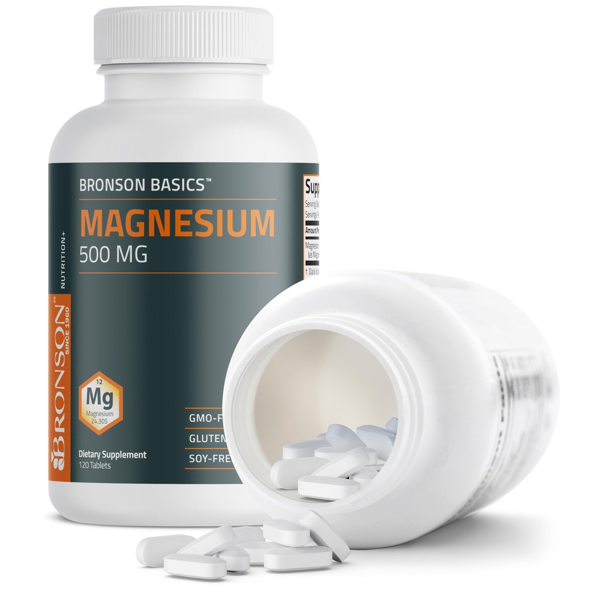 Bronson Magnesium 500 mg – Unterstützt Knochen- und Muskelgesundheit & Nervensystem – Non-GMO, 120 vegetarische Tabletten
