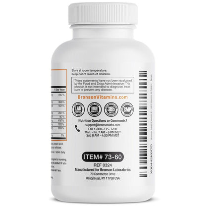 Bronson Super B Vitamin B Komplex mit verzögerter Freisetzung – Alle B-Vitamine (B1, B2, B3, B6, B9 Folsäure, B12) – 60 Tabletten