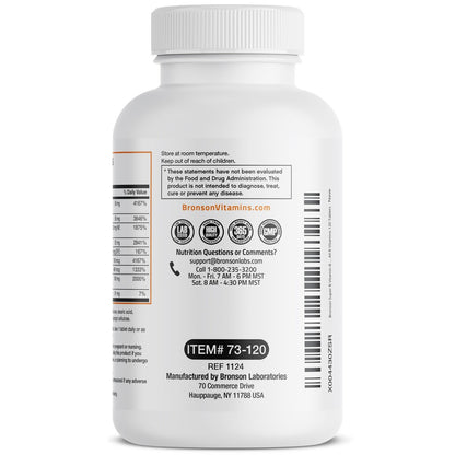 Bronson Super B Vitamin B Komplex mit verzögerter Freisetzung – Vitamin B1, B2, B3, B6, B9 (Folsäure), B12 – Alle B-Vitamine – 120 Tabletten
