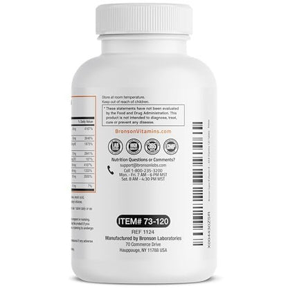 Bronson Super B Vitamin B Komplex mit verzögerter Freisetzung – Vitamin B1, B2, B3, B6, B9 (Folsäure), B12 – Alle B-Vitamine – 120 Tabletten