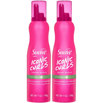 Suave Whipped Mousse - Verführerische Locken für welliges und lockiges Haar, Anti-Frizz Styling-Produkt für flexible, knitterfreie Styles, 7 oz (2er-Pack)