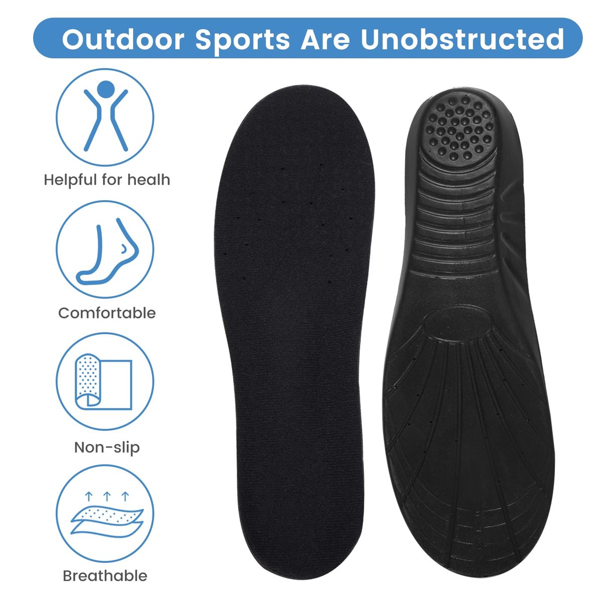 Memory Foam Einlegesohlen - Stoßdämpfend & Bequem für Herren und Damen (L US M: 9.5-12.5/W: 10.5-13.5)
