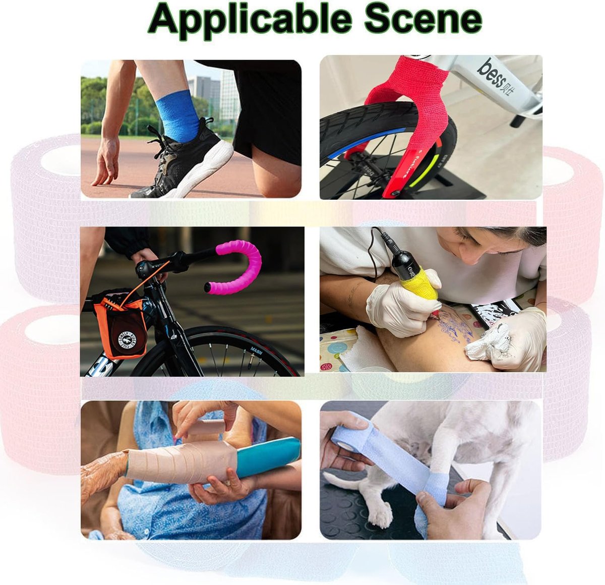 15er Pack Selbstklebende Bandage 2 Zoll x 5 Yards – Atmungsaktive, elastische Fixierbinde für Sport, Handgelenk, Knöchel (Mix)
