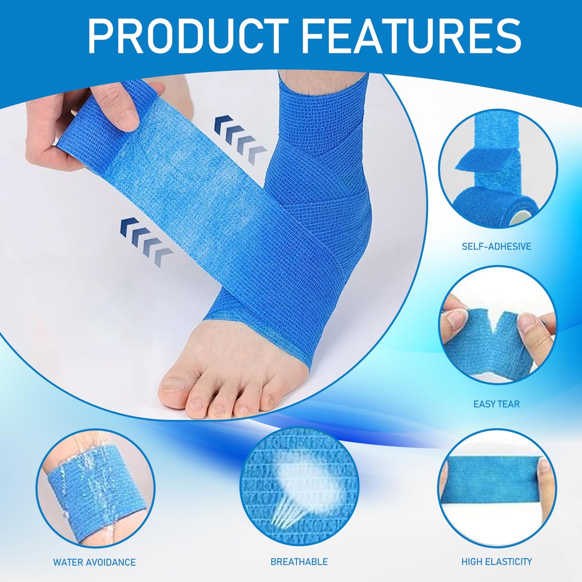15er Pack Selbstklebende Bandage 2 Zoll x 5 Yards – Atmungsaktive, elastische Fixierbinde für Sport, Handgelenk, Knöchel (Mix)