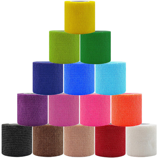 15er Pack Selbstklebende Bandage 2 Zoll x 5 Yards – Atmungsaktive, elastische Fixierbinde für Sport, Handgelenk, Knöchel (Mix)