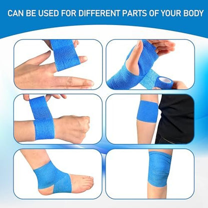 15er Pack Selbstklebende Bandage 2 Zoll x 5 Yards – Atmungsaktive, elastische Fixierbinde für Sport, Handgelenk, Knöchel (Mix)