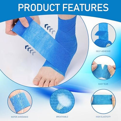 15er Pack Selbstklebende Bandage 2 Zoll x 5 Yards – Atmungsaktive, elastische Fixierbinde für Sport, Handgelenk, Knöchel (Mix)