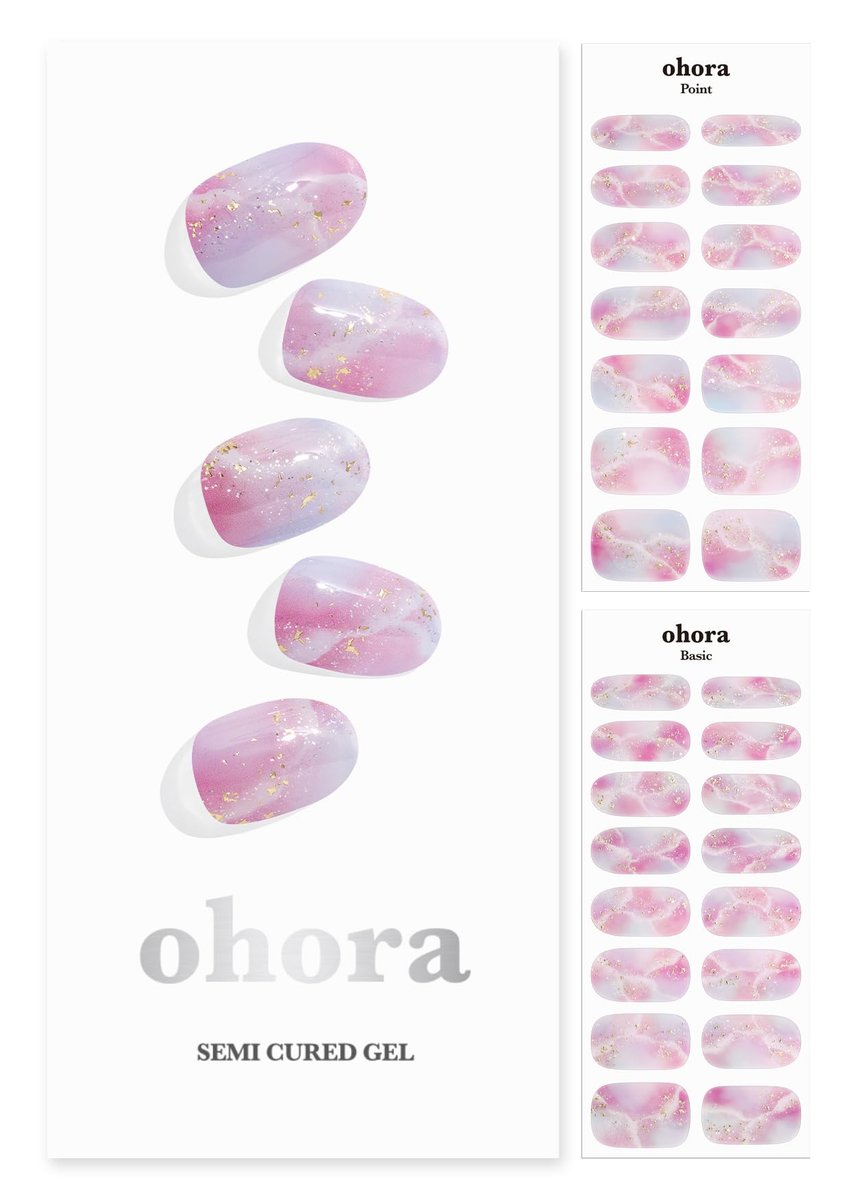 ohora Semi-Cured Gel-Nagelstreifen (N Unicorn Dream) – Für jeden Lampentyp, salongualitativ, langanhaltend, einfach aufzutragen & zu entfernen – Inklusive 2 Vorbereitungspads, Nagelfeile & Holzstäbchen