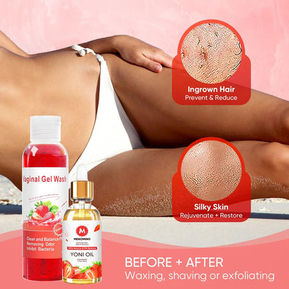 MENOMINO Intimwaschseife & Yoni-Öl für Frauen – pH-Balance, Feuchtigkeitsspender & Geruchsentfernung – 5,07 Fl.Oz Intimwaschmittel, 1 Fl.Oz Bio-Frauenöl & 3,53 Oz Yoni-Seife