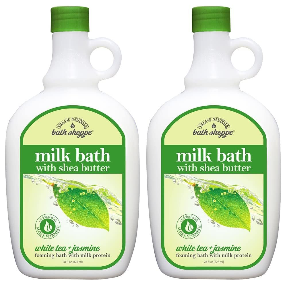 Village Naturals Bath Shoppe Schaumbad mit Weißem Tee und Jasmin, 2er-Pack (2x 828 ml)