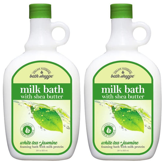 Village Naturals Bath Shoppe Schaumbad mit Weißem Tee und Jasmin, 2er-Pack (2x 828 ml)
