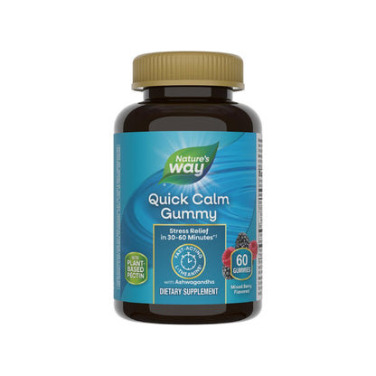 Nature's Way Quick Calm Gummis mit L-Theanin für Entspannung* und Stressabbau* – mit Ashwagandha, vegetarisch, gemischter Beerengeschmack, 60 Gummis