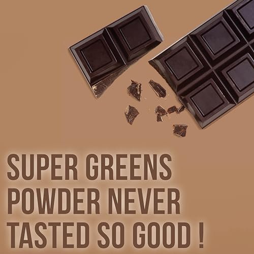Country Farms Super Greens Chocolate – Bio-Getränkepulver mit 50 Bio-Superfoods, Pilzen, Probiotika & Ballaststoffen, 30 Portionen