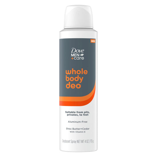 Dove Men+Care Whole Body Deo Aluminiumfreies Deodorant Spray Shea Butter + Zedernholz mit Vitamin E, 113 g