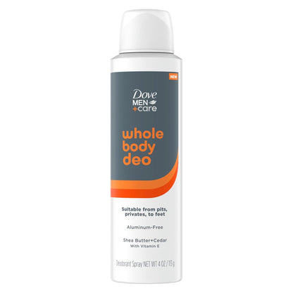 Dove Men+Care Whole Body Deo Aluminiumfreies Deodorant Spray Shea Butter + Zedernholz mit Vitamin E, 113 g