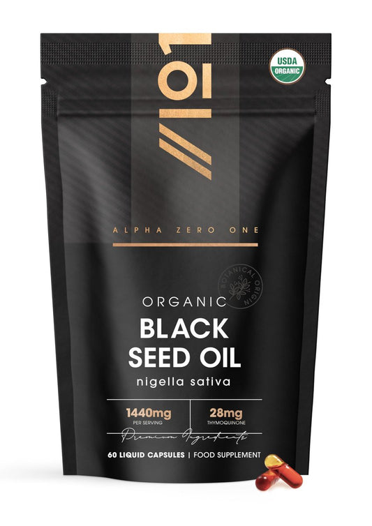 ALPHA01 Bio Schwarzkümmelöl Kapseln 1440mg – 4X Thymoquenin – 60 Kapseln – Äthiopisches Nigella Sativa – 100% kaltgepresst & nativ – Omega 3-6-9