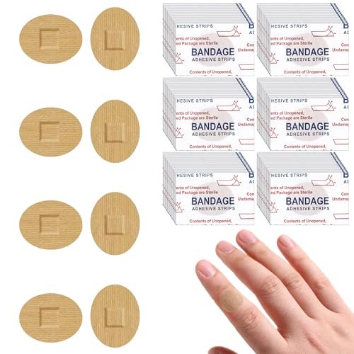 Funtery 200 Stück 0,86" x 0,7" selbstklebende runde Stoffpflaster mit saugfähigem Pad, latexfrei, für kleine Wunden