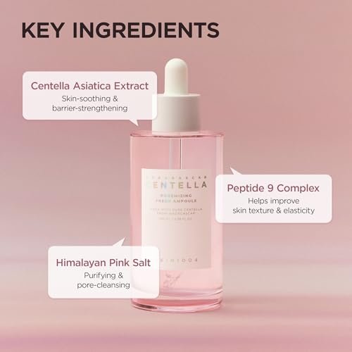 SKIN1004 Centella Poremizing Fresh Ampulle 50ml – Koreanisches Pink Serum für verfeinerte Poren mit Madagaskar Centella und Himalaya Rosa Salz, feuchtigkeitsspendendes Gesichtsserum