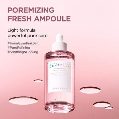 SKIN1004 Centella Poremizing Fresh Ampulle 50ml – Koreanisches Pink Serum für verfeinerte Poren mit Madagaskar Centella und Himalaya Rosa Salz, feuchtigkeitsspendendes Gesichtsserum
