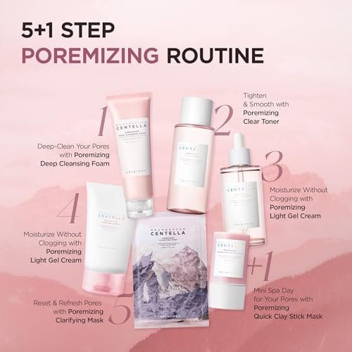 SKIN1004 Centella Poremizing Fresh Ampulle 50ml – Koreanisches Pink Serum für verfeinerte Poren mit Madagaskar Centella und Himalaya Rosa Salz, feuchtigkeitsspendendes Gesichtsserum
