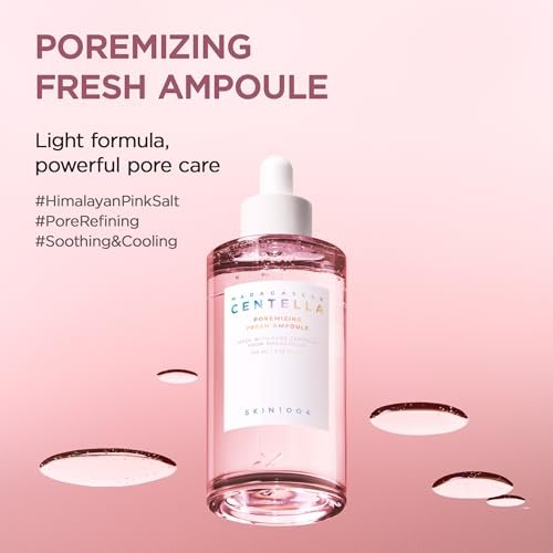 SKIN1004 Centella Poremizing Fresh Ampulle 50ml – Koreanisches Pink Serum für verfeinerte Poren mit Madagaskar Centella und Himalaya Rosa Salz, feuchtigkeitsspendendes Gesichtsserum