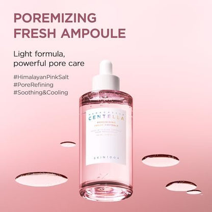 SKIN1004 Centella Poremizing Fresh Ampulle 50ml – Koreanisches Pink Serum für verfeinerte Poren mit Madagaskar Centella und Himalaya Rosa Salz, feuchtigkeitsspendendes Gesichtsserum