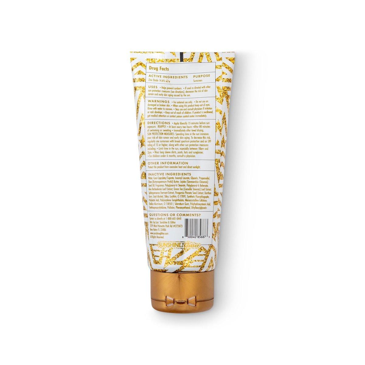 Sunshine & Glitter | ALL THE SPARKLE | Biologisch abbaubares GLITTER & MINERAL SHIMMER SONNENSCHUTZ SPF 30 | 100% MINERALISCHES ZINKOXID | RIFFFREUNDLICH | Wasserbeständig | TSA-ZUGELASSEN REISEFERTIG 3,4 Unzen