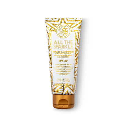 Sunshine & Glitter | ALL THE SPARKLE | Biologisch abbaubares GLITTER & MINERAL SHIMMER SONNENSCHUTZ SPF 30 | 100% MINERALISCHES ZINKOXID | RIFFFREUNDLICH | Wasserbeständig | TSA-ZUGELASSEN REISEFERTIG 3,4 Unzen