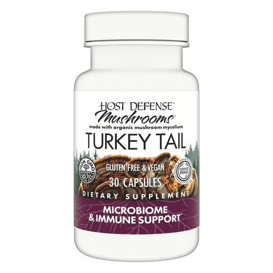 Host Defense Turkey Tail Kapseln – Unterstützung für Verdauungsgesundheit & Immunsystem – Pilzpräparat für Magen-Darm- & Darmmikrobiom-Unterstützung – 30 Kapseln (15 Portionen)