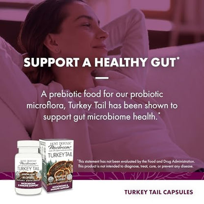 Host Defense Turkey Tail Kapseln – Unterstützung für Verdauungsgesundheit & Immunsystem – Pilzpräparat für Magen-Darm- & Darmmikrobiom-Unterstützung – 30 Kapseln (15 Portionen)