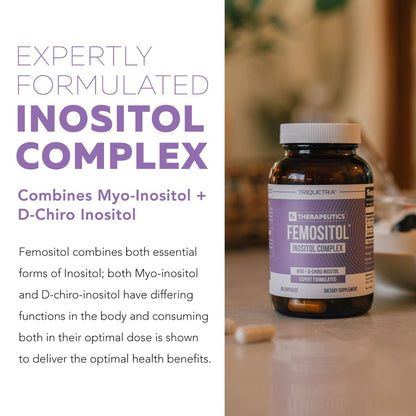Femositol® Myo-Inositol & D-Chiro Inositol Komplex - Klinisch validiertes 40:1 Verhältnis (Vitamin B8) | Hormonbalance & Unterstützung der Eierstockfunktion (90 Kapseln – 30 Portionen)